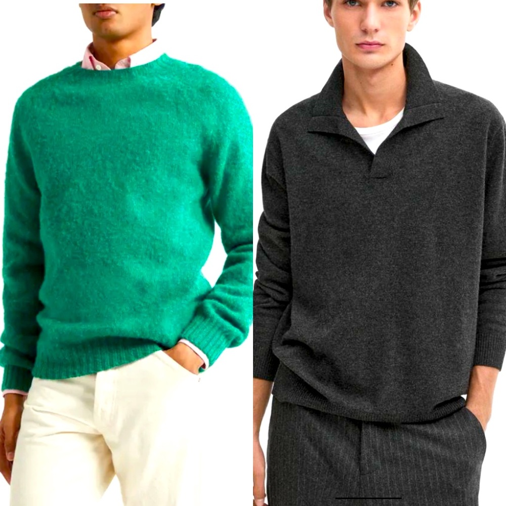 Massimo Dutti Crew VNeck Italian Yarn Wool Cashmere Blend Sweaters Size L|XL